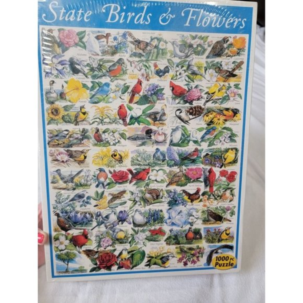 NEW White‎ Mountain Puzzles State Birds and Flowers - 1000 Piece Jigsaw Puzzle